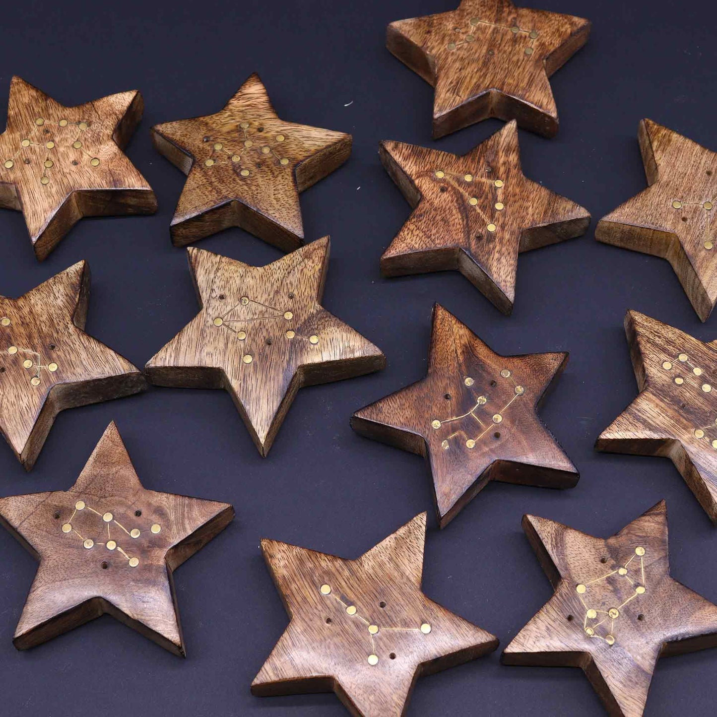 Quemador de incienso con signos del zodíaco de latón grabado - Estrella - Soporte de Incienso
