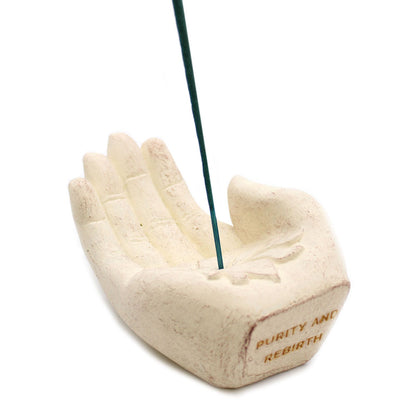 Quemador de Incienso  - Lotus (Blanco) - Porta incienso y portavelas de piedra