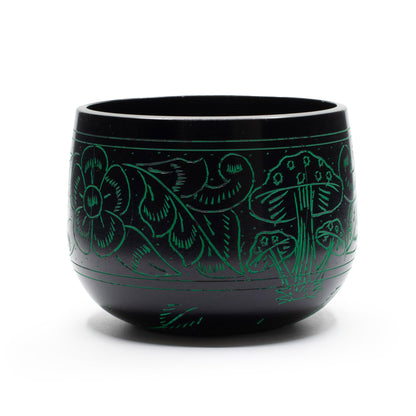 Cuenco tibetano de caldero - Hongo mágico - Verde (15cm)