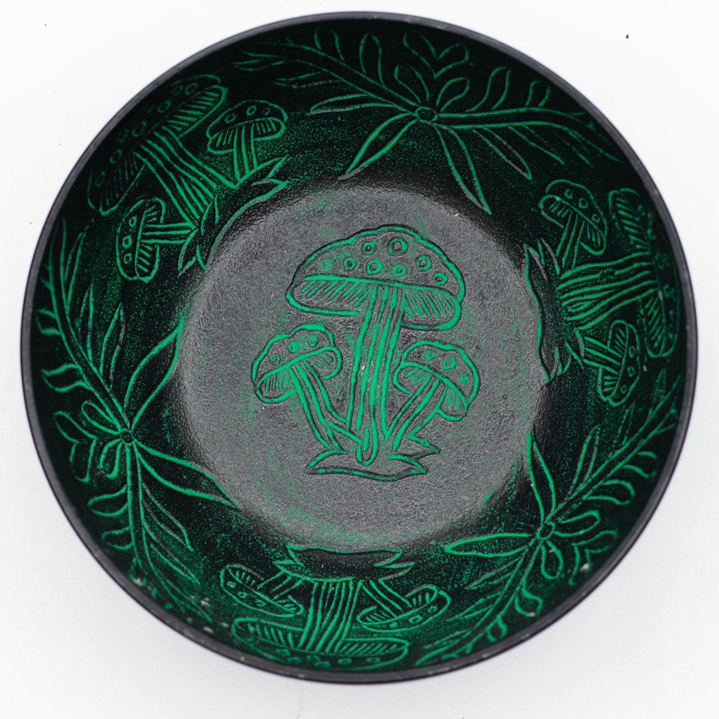 Cuenco tibetano de aluminio - hongo mágico - verde (20cm)