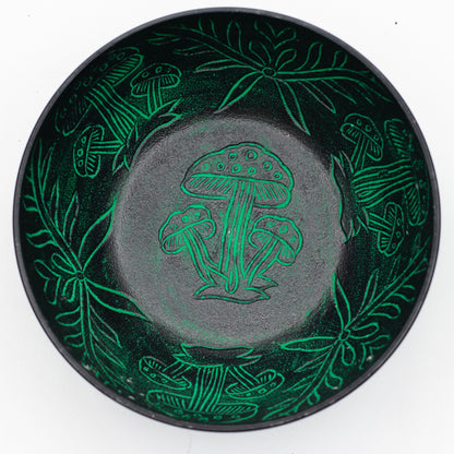Cuenco tibetano de aluminio - hongo mágico - verde (20cm)