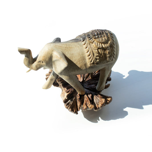 Handmade Parasite Wood Carving - Walking Elephant