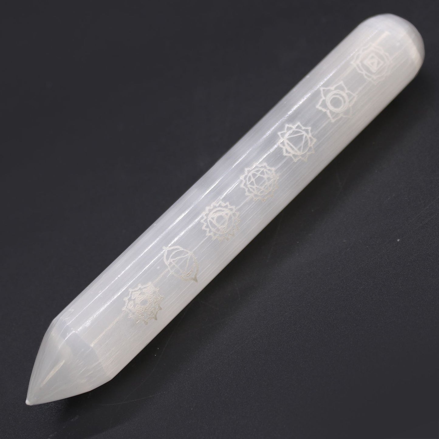 Varita Selenita - 16 cm (Punto uno Extremo) 7 Chakra - Varitas de Selenita, artesanal