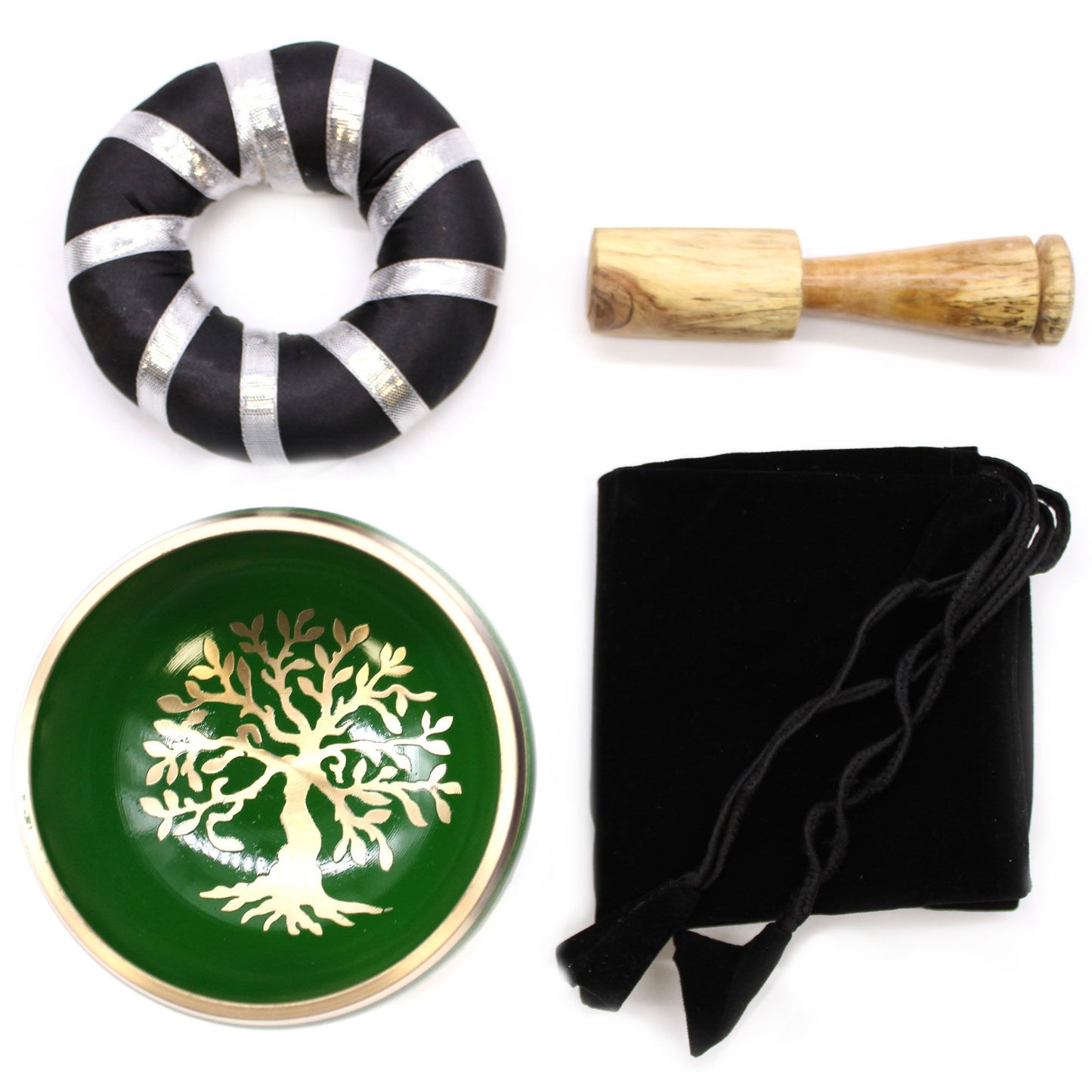 Juego de Cuenco Tibetano - Árbol de la vida - Verde 10,7 cm - Artículos Tibetanos, artesanal