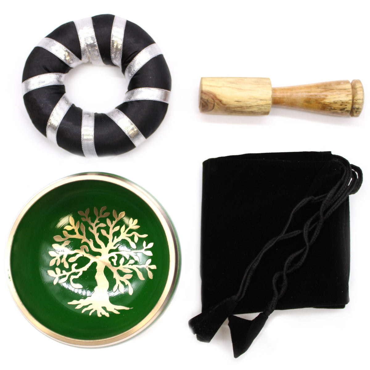 Juego de Cuenco Tibetano - Árbol de la vida - Verde 10,7 cm - Artículos Tibetanos, artesanal