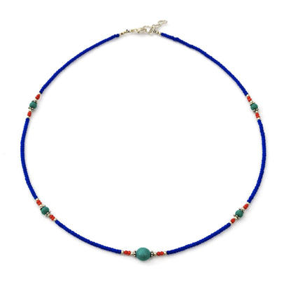 Collar nepalí de gemas extrafinas - ónix azul y árbol de la vida