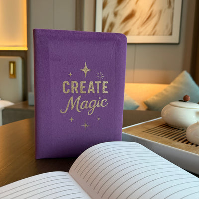 Carnet en velours violet - 80 pages - Créez de la magie