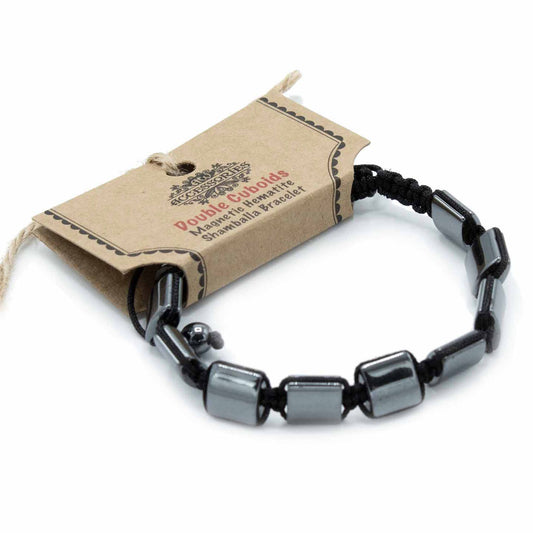 Bracelet magnétique Shamballa en hématite - Cuboïdes doubles
