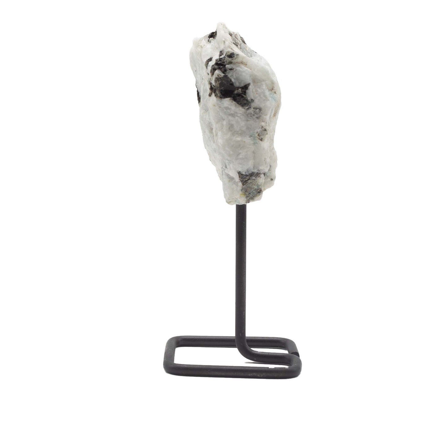 Muestra mineral en soporte metálico - Piedra lunar arcoíris