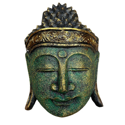 Home Decor Buddha Head - 25cm - Glossy Green Finish