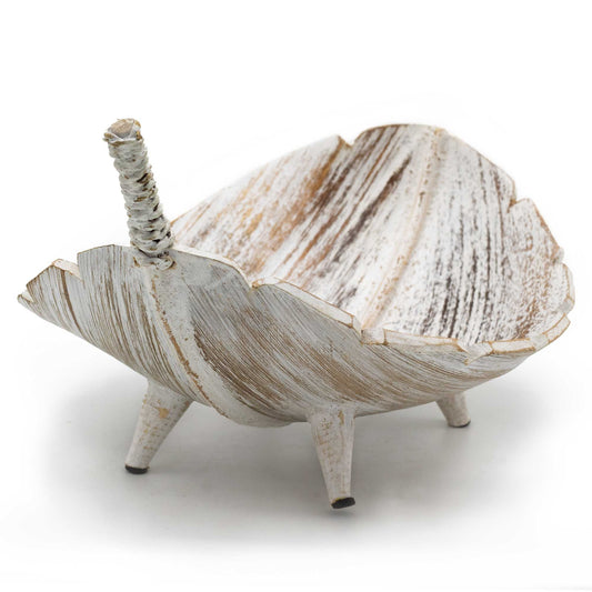 Grand panier de fruits en feuille de cocotier - Finition blanche
