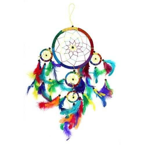 Bali dreamcatcher large hoop - Rainbow
