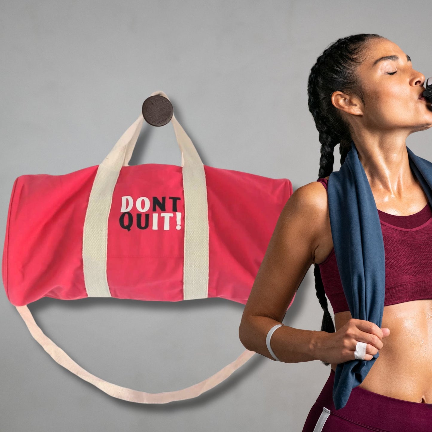 Bolsa de deporte "No te rindas" - Rosa cereza