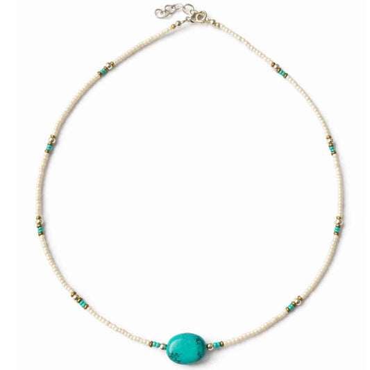 Colgante de cuentas de howlita nepalí y turquesa - collar (42 cm)
