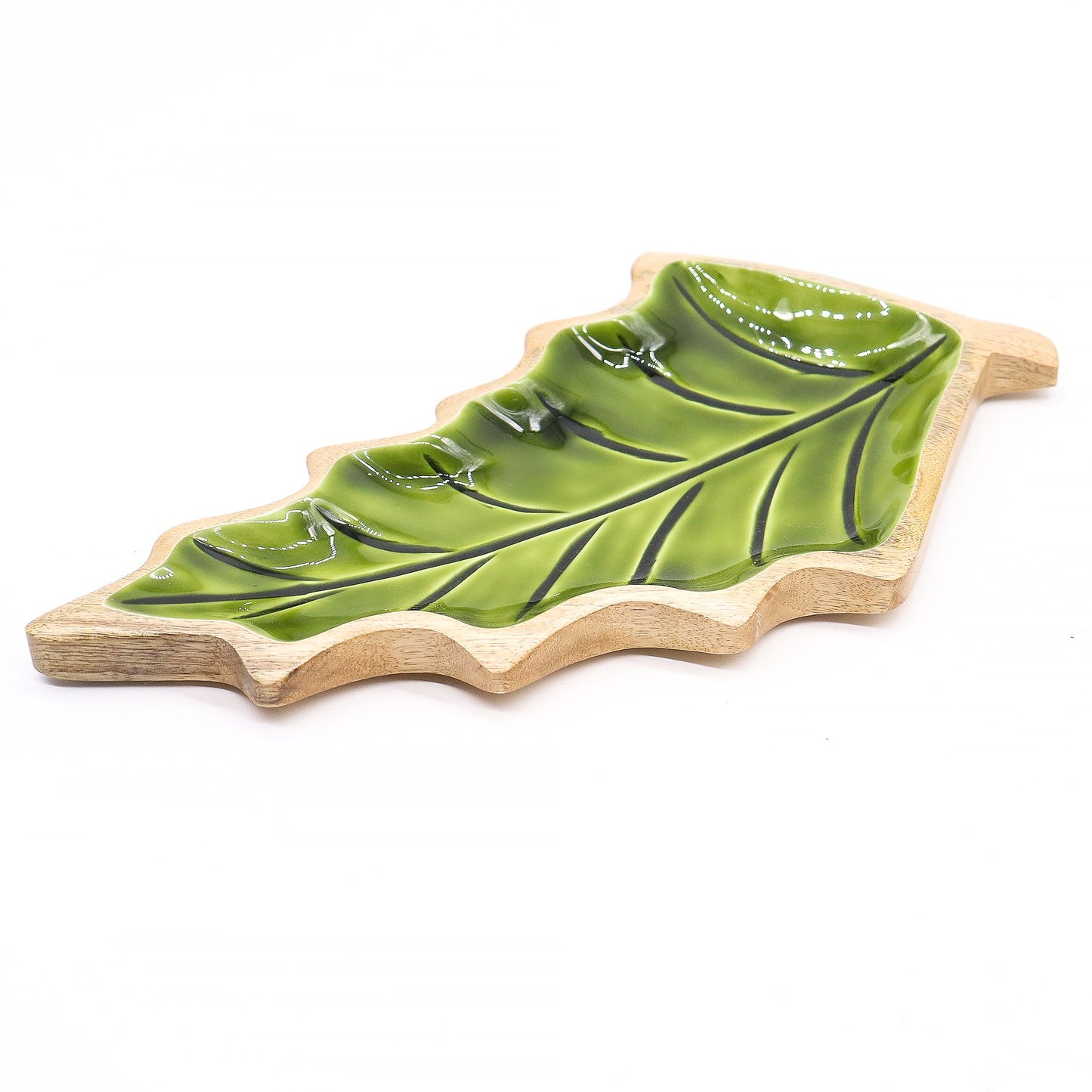 Perdido en el Bosque -  Tazón de madera con hoja esmaltada - 33x17cm