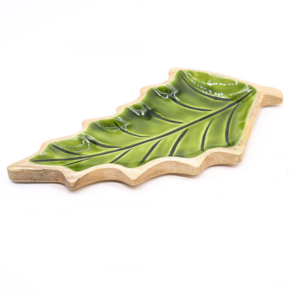 Perdido en el Bosque -  Tazón de madera con hoja esmaltada - 33x17cm