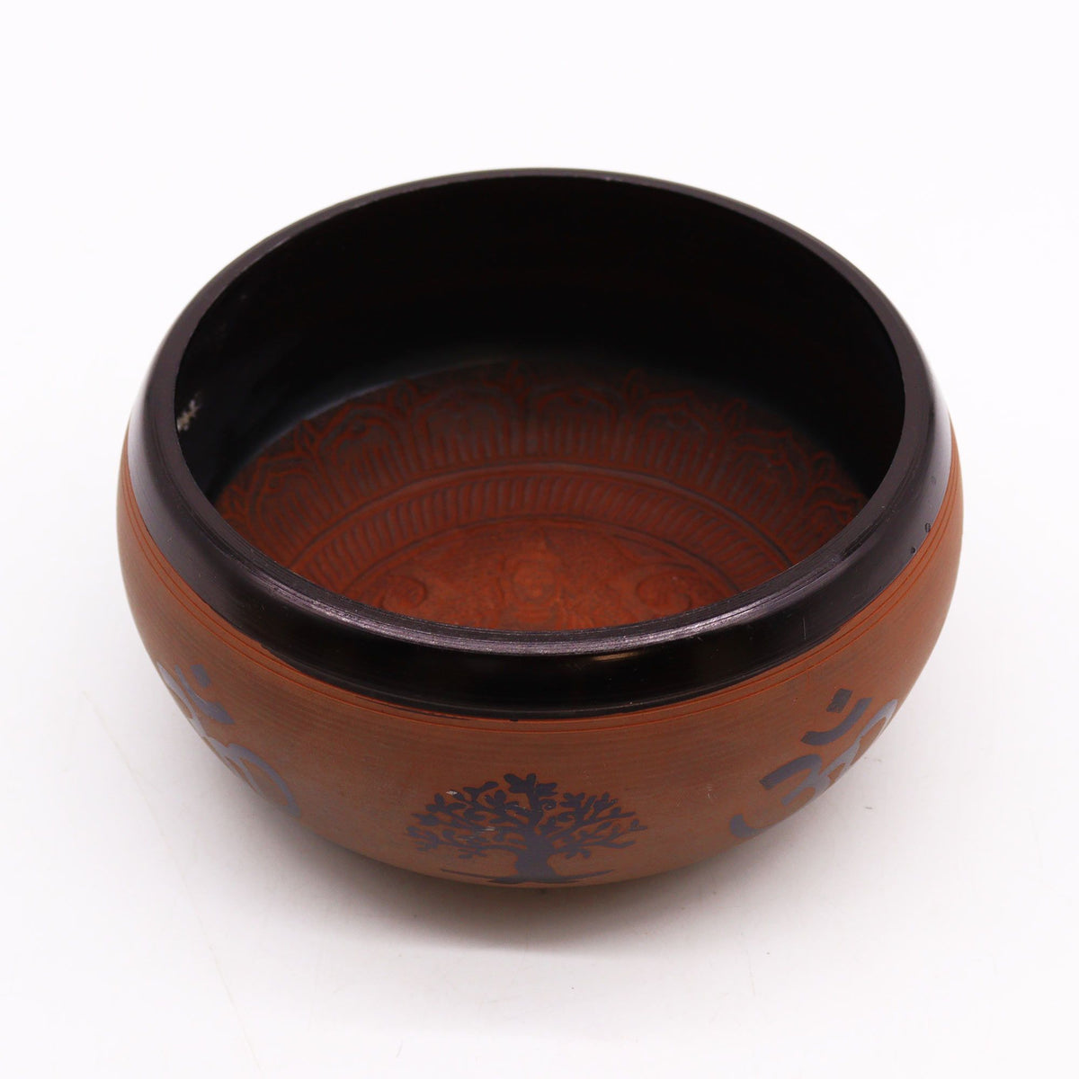 Cuenco tibetano de polvo de tierra - Arcilla Om Buddha - 16cm
