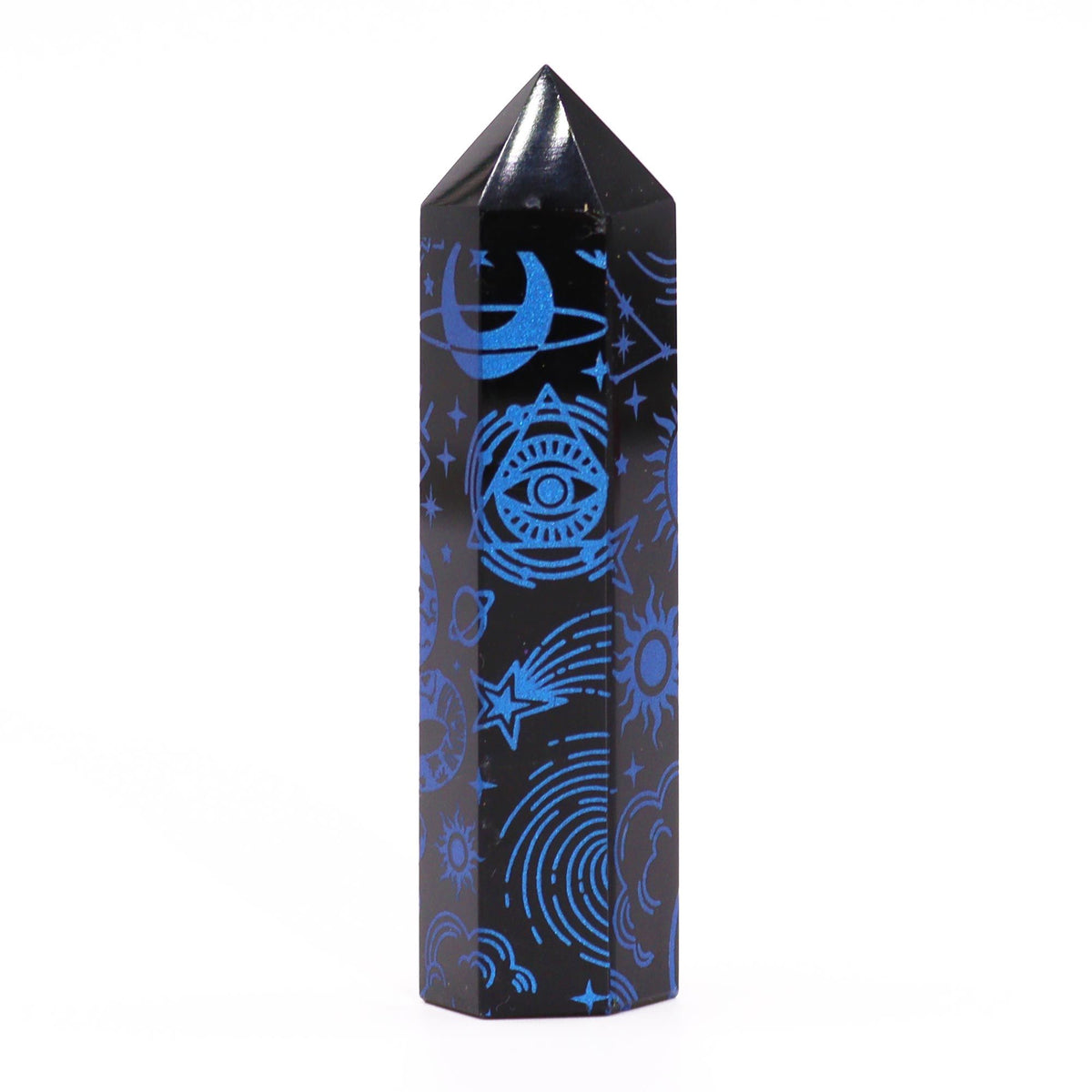 Puntas de Obsidiana Negra (aprox 60-70 gm 9cm) - Historia Mística - Azul Oscuro - Torres de Obsidiana Negra