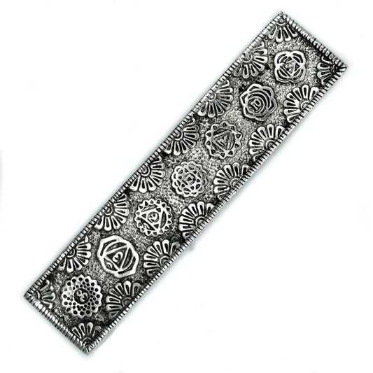 Portaincienso Largo Chakra Aluminio Pulido 23cm - Portainciensos de aluminio hechos a mano