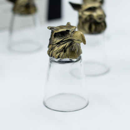 Conjunto de regalo de 12 vasos de chupito Bottom Up (25ml) - Bosque y Criaturas Místicas - Bronce Antiguo