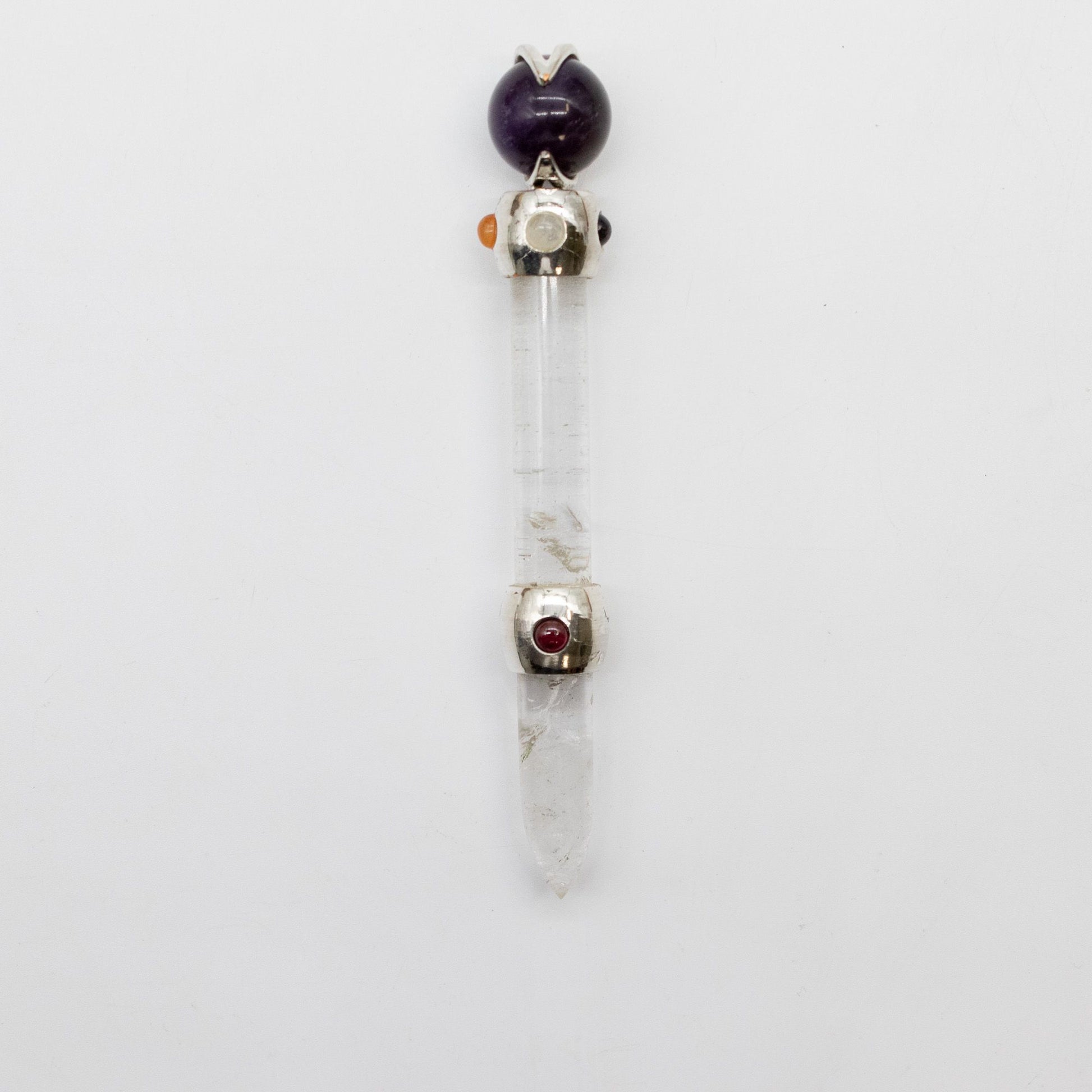 Varita de Prisma Celestial - Esfera de Cristal Móvil de Amatista - Tallo de Cuarzo - 12 cm - Varitas de Sanación con Cristale