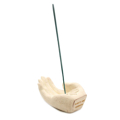 Quemador de Incienso  - Lotus (Blanco) - Porta incienso y portavelas de piedra