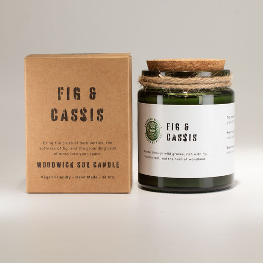 Vela de soja Greenman Woodwick - Higo triturado y grosella negra - Velas de soja Woodwick de Greenman Rituals, Eco Friendly