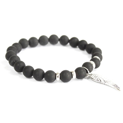 Ailes d'ange / Agate noire - Bracelet en pierres précieuses