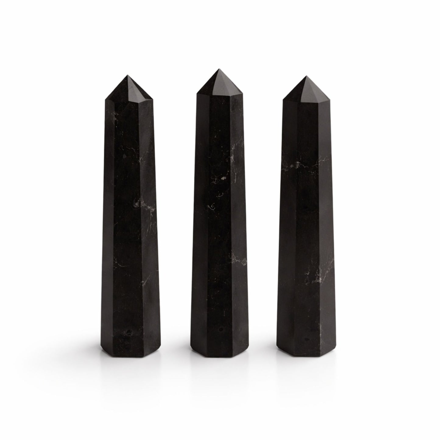 Punta obelisco de seis caras de piedra preciosa, aprox. 11 cm - Turmalina negra