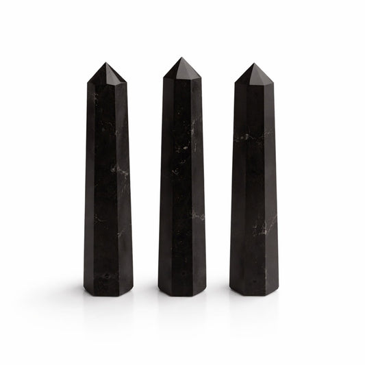 Punta obelisco de seis caras de piedra preciosa, aprox. 11 cm - Turmalina negra