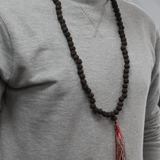 108 Rudraksha Japa Mala - Oscuro - Rudraksha Buda Japa Mala, 108 cuentas