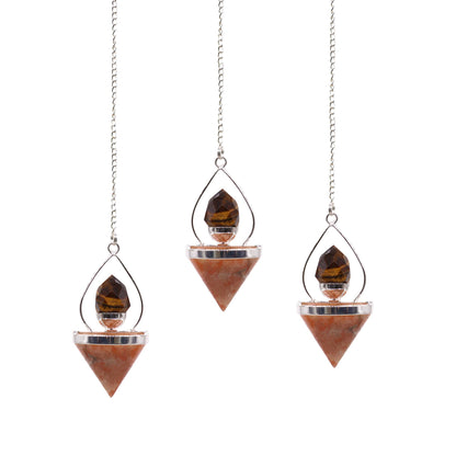 Gemstone Lantern of Life Pendulum - Sunstone & Tigereye - Péndulos Especiales Mágicos