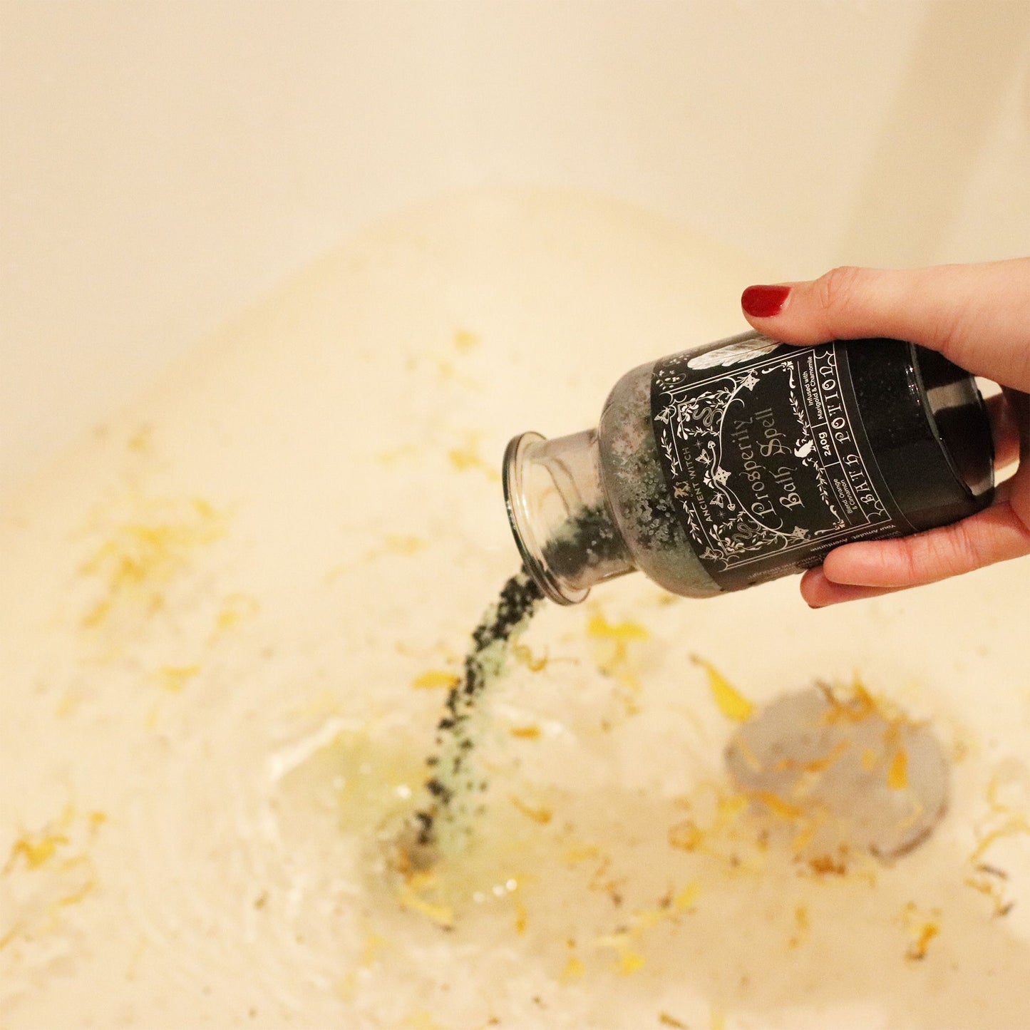 Poción de hechizo de baño de bruja antigua y amuleto de cristal de aventurina - prosperidad