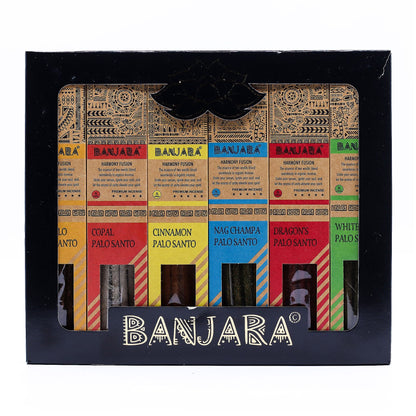 Banjara Palitos de Palo Santo para sahumar - Juego de 6 - Caja - Banjara Palo Santo Palitos de purificación