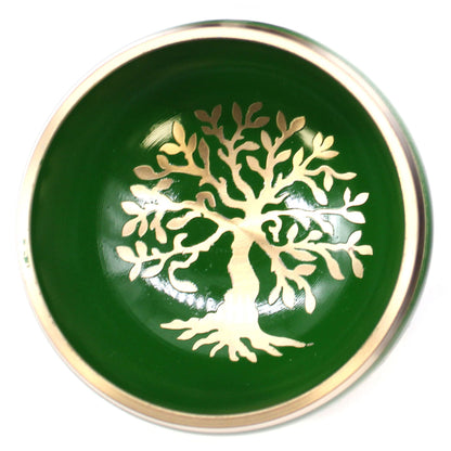 Juego de Cuenco Tibetano - Árbol de la vida - Verde 10,7 cm - Artículos Tibetanos, artesanal
