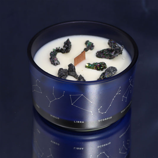 Vela de Cristal del Zodiaco con Pulsera de Piedras Preciosas - Escorpio - Velas de cristal del zodiaco con brazalete de piedr