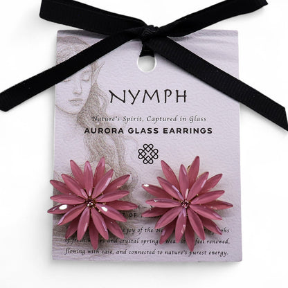 Pendientes de Cristal Vintage - Flores - Cuarzo Rosa