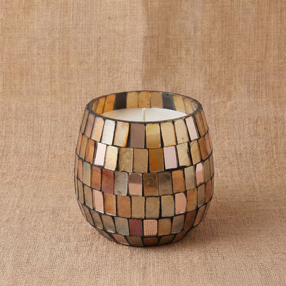 Velas en frascos de vidrio pequeños - Mosaico ámbar