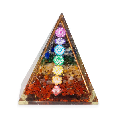 Pirámides de orgonita medianas 7x6cm - Barras de cobre - 7 chips de chakra