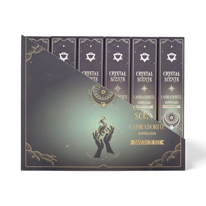 Cristal de Labradorita Aromas de Purificación Incienso - Ruda - Incienso Smudge de Crystal Scents, Artisan Product
