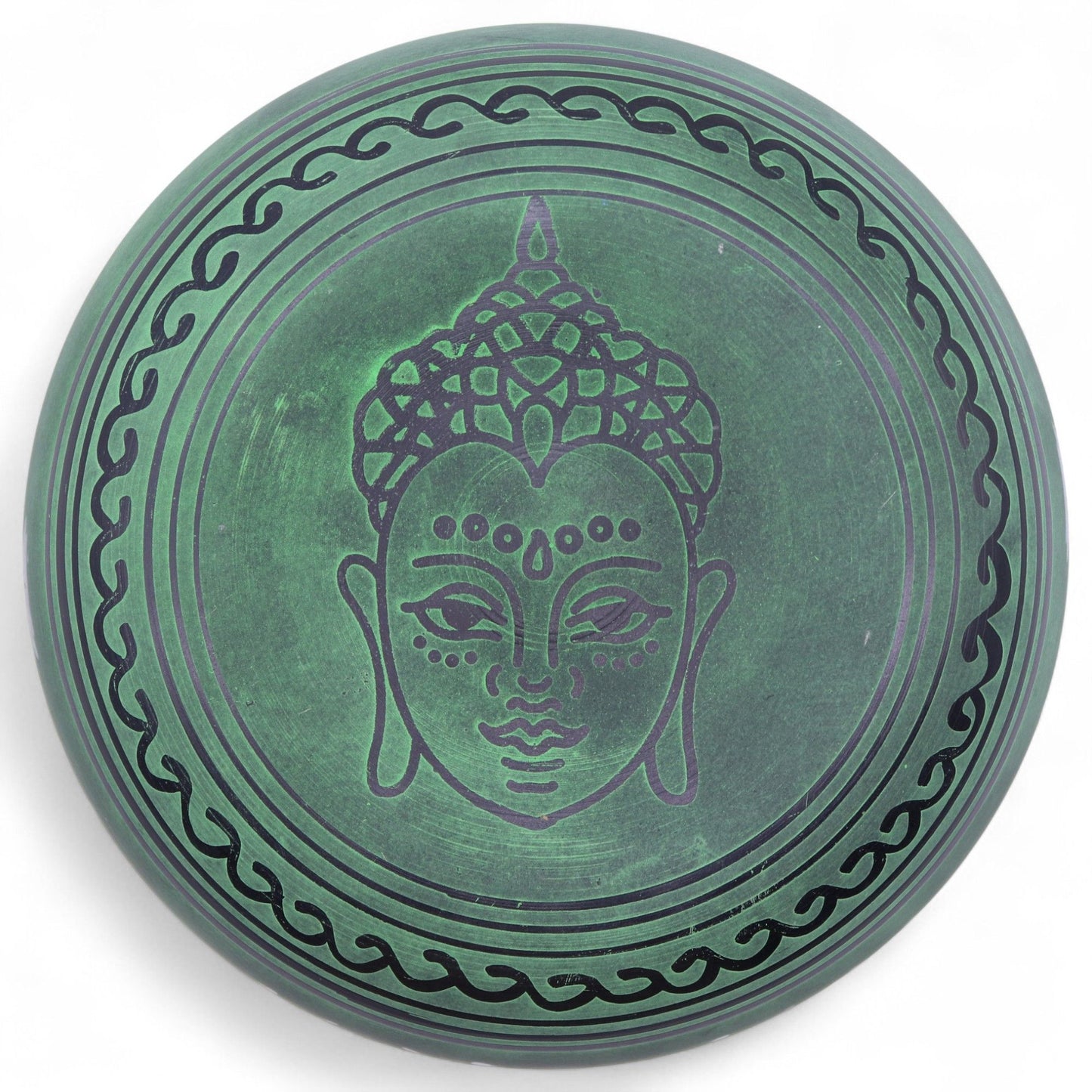 Cuenco tibetano de canto con forma de hongo - Verde musgo (23x10,5 cm, 1,3 kg)