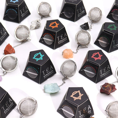Colador de té de piedras preciosas de cristal crudo - Cuarzo rosa