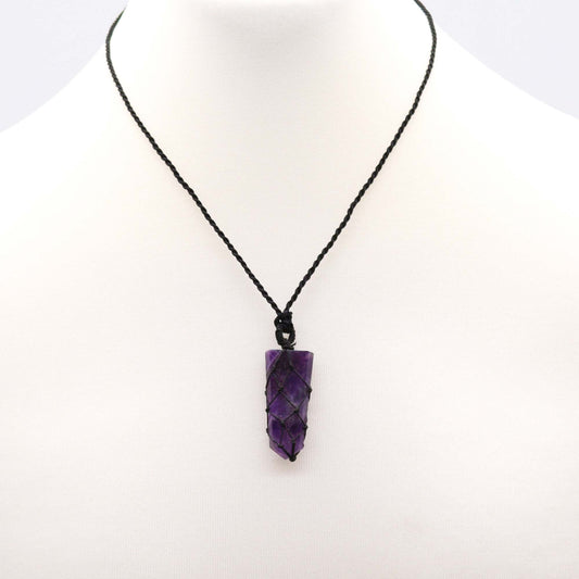Flat-point Pendant with Gemstones - Amethyst
