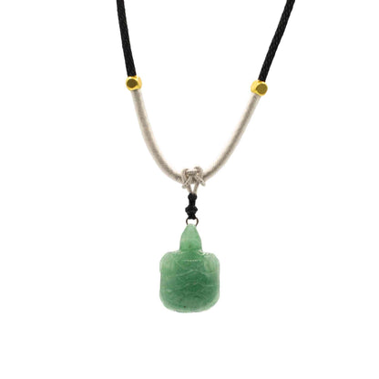 Collar de cuerda Colgante de piedra preciosa - Tortuga de jade