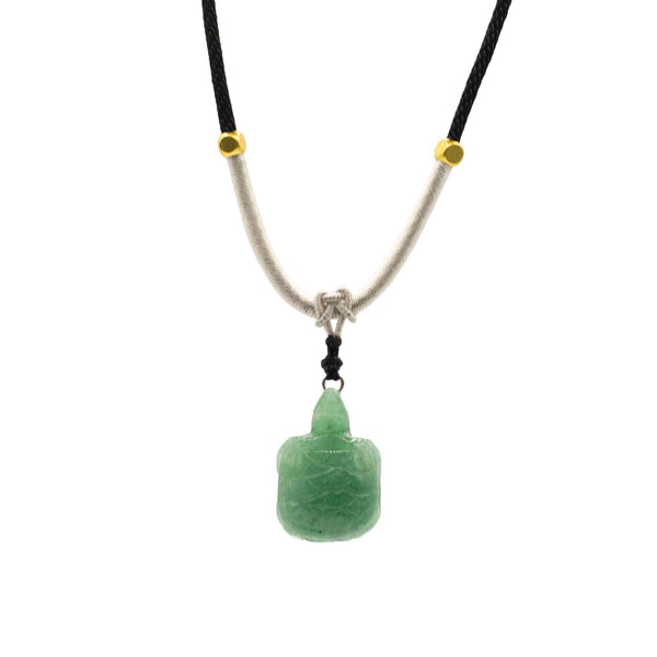 Collier en corde avec pendentif en pierre précieuse - Tortue de jade