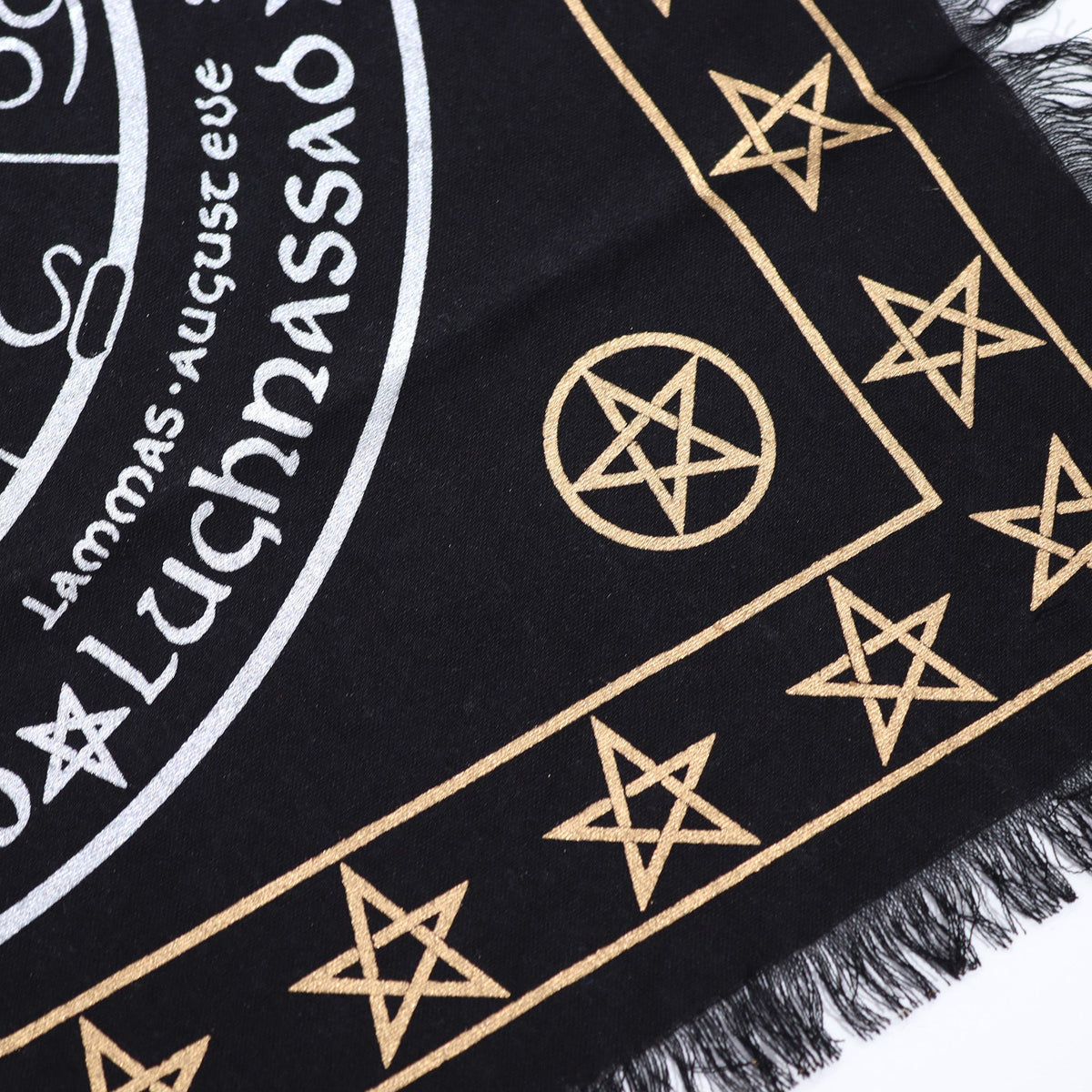 Mantel de altar esotérico con flecos - Vida Muerte Renacimiento - Mantel de altar esotérico con flecos, 100% Cotton