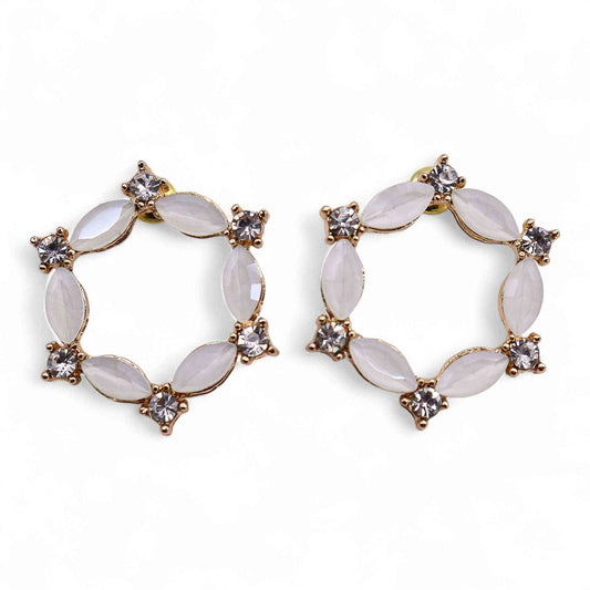 Vintage Crystal Earrings - Hoop - Pearl