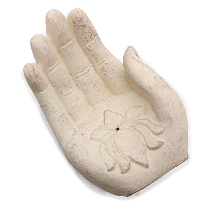 Quemador de Incienso  - Lotus (Blanco) - Porta incienso y portavelas de piedra