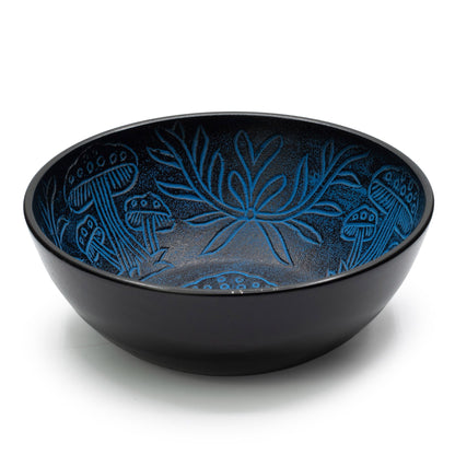 Cuenco tibetano de aluminio - hongo mágico - azul (20 cm) - Artículos Tibetanos