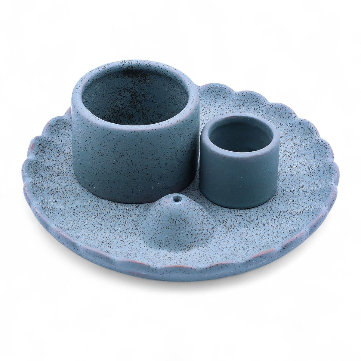 Soporte cerámico para Palo Santo e Incienso - Flor de loto - Azul - Soporte cerámico para Palo Santo e Incienso
